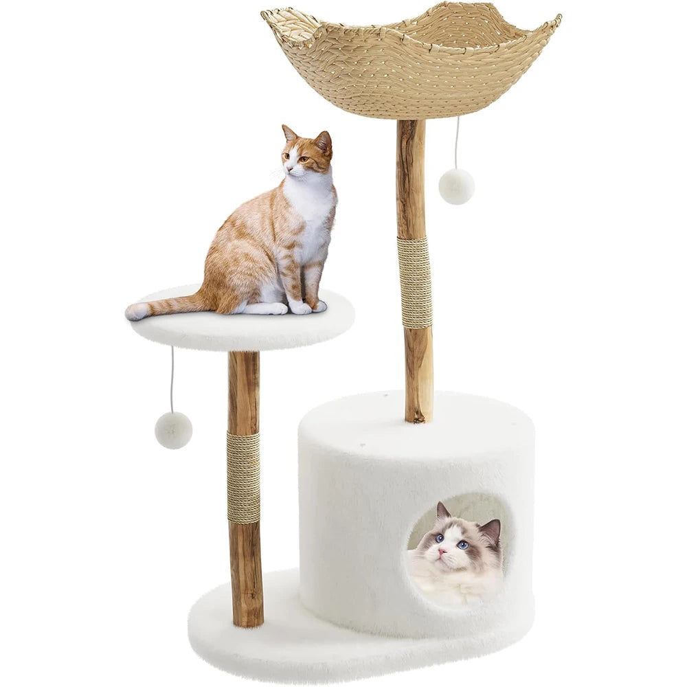 Real Wood Modern Cat Tree Tower