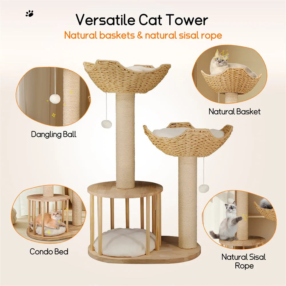 3-Tier Cat Tree Padded Plush Napping Perches