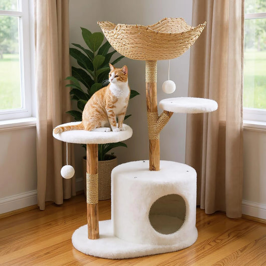 Real Wood Modern Cat Tree Tower