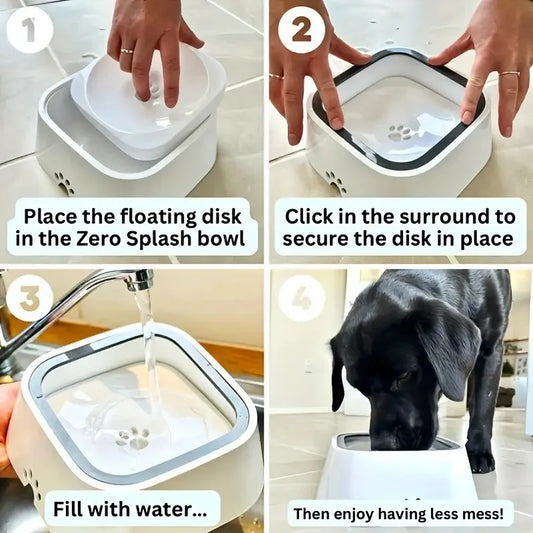 Spill-Proof Pet Water Bowl with Non-Slip Base & Floating Filter, Clear Design, No Batteries Needed, Ideal for Dogs, Travel & Hom