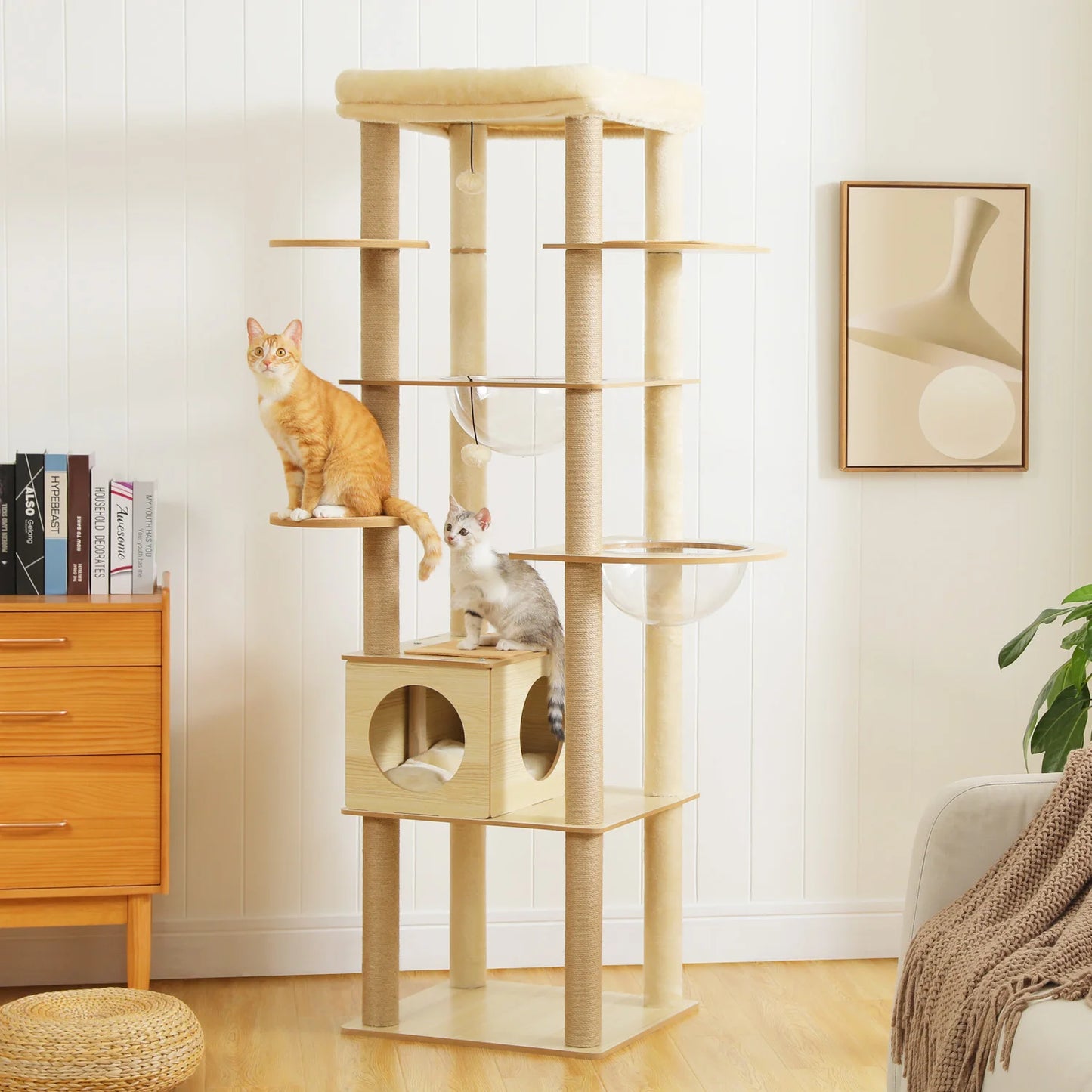 Multi-Level Cat Tree for Indoor Wood Cat Tower