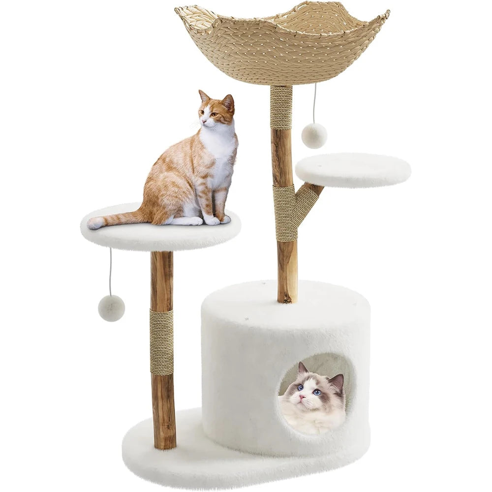 Real Wood Modern Cat Tree Tower