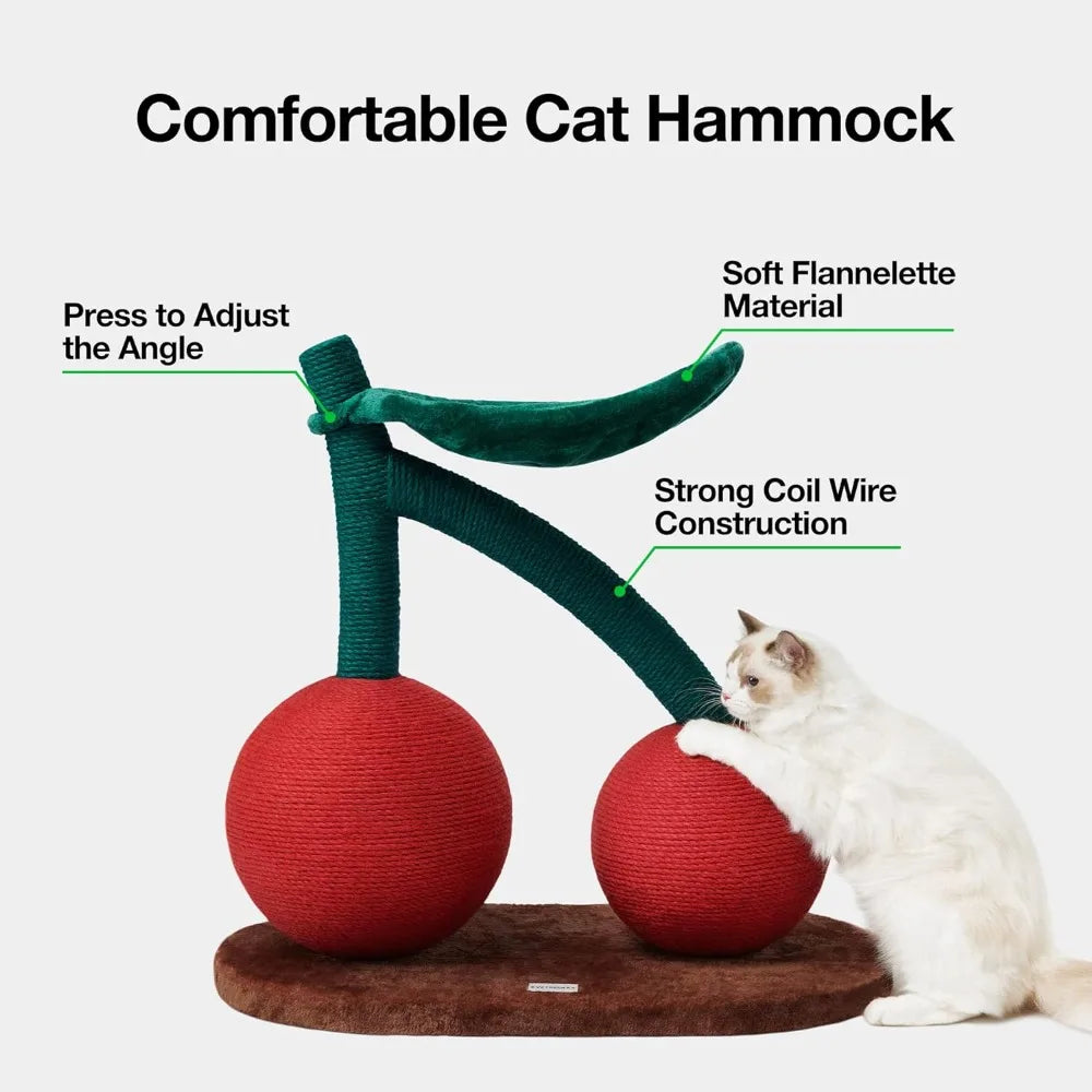 Large Cherry Cat Scratcher With Hammock Castle