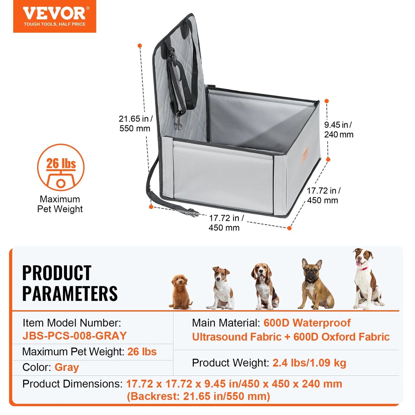 Waterproof Dog Booster Seat Pet Car Seat