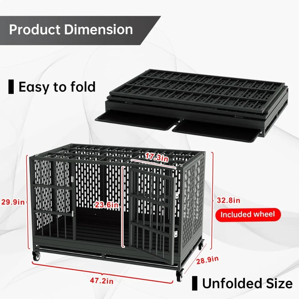Heavy Duty Dog Crate with Wheels