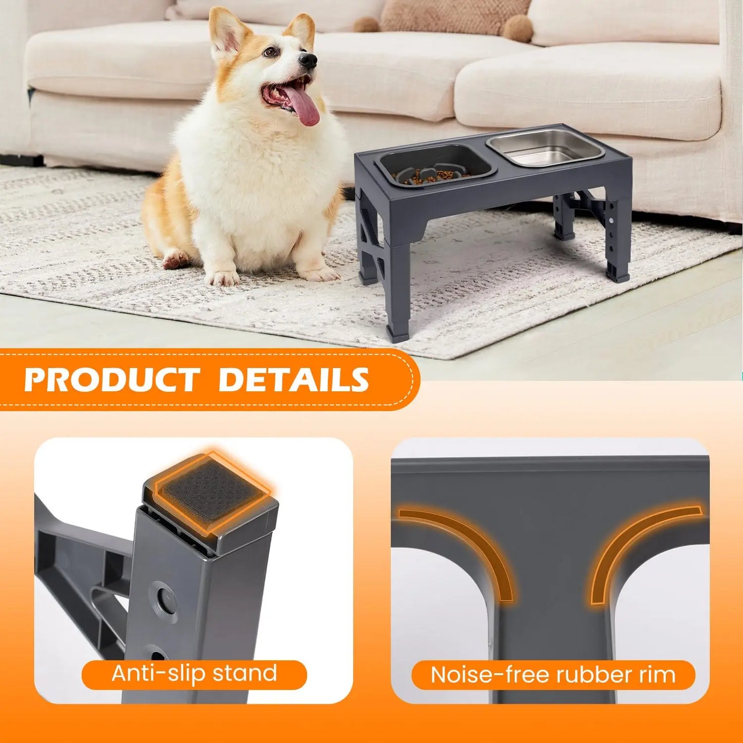 2-in-1 Elevated Slow Feeder Dog Bowls