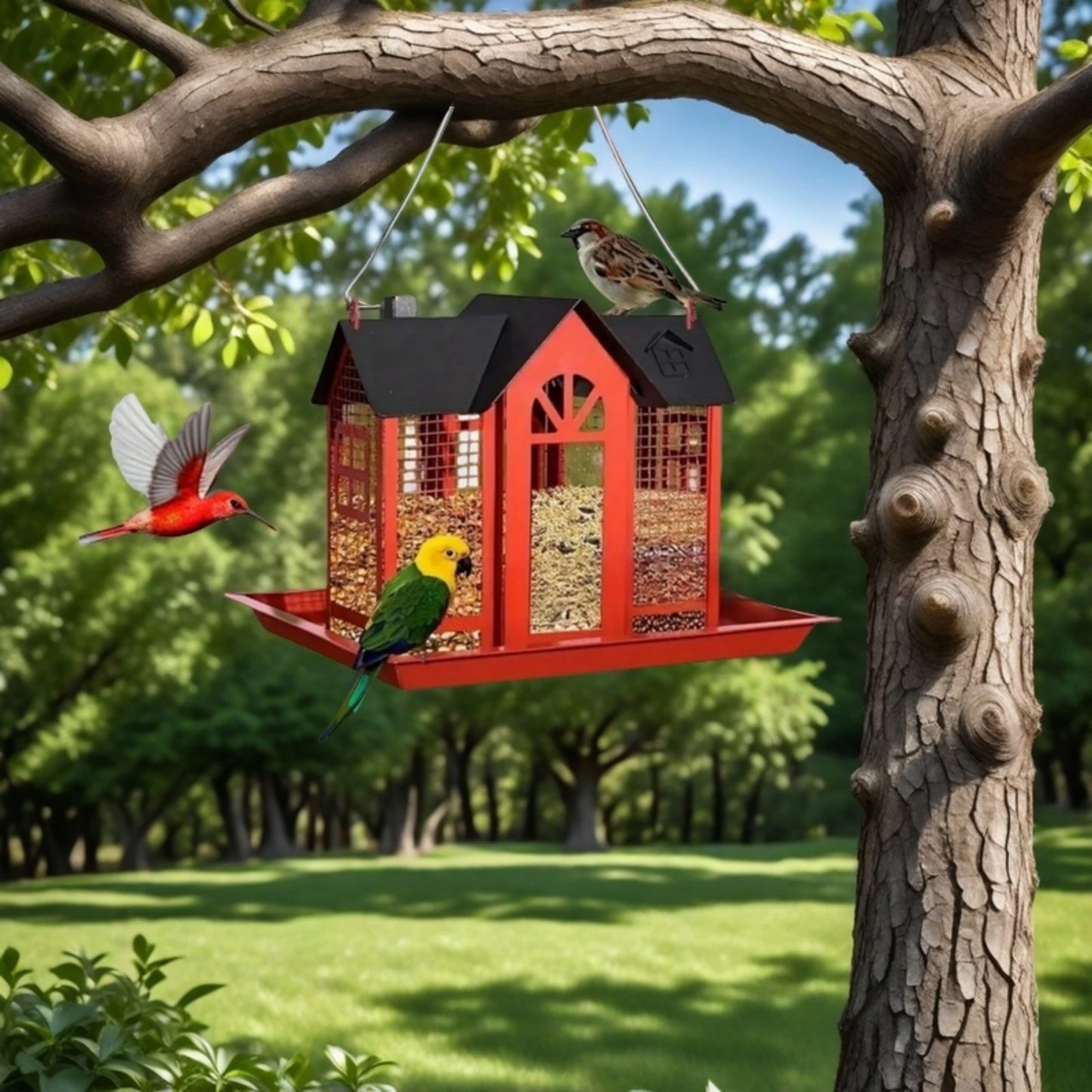 Large Birdhouse With Seed Tray