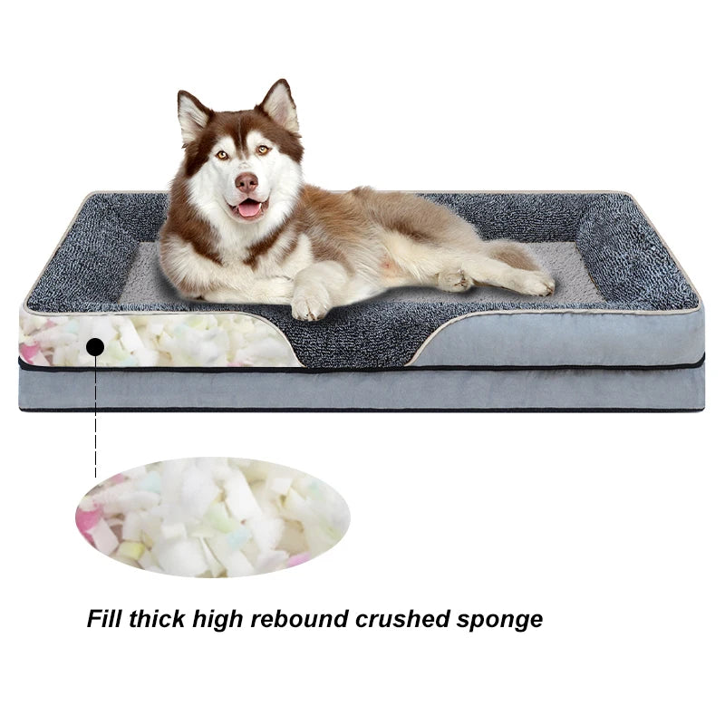 An oversized dog bed