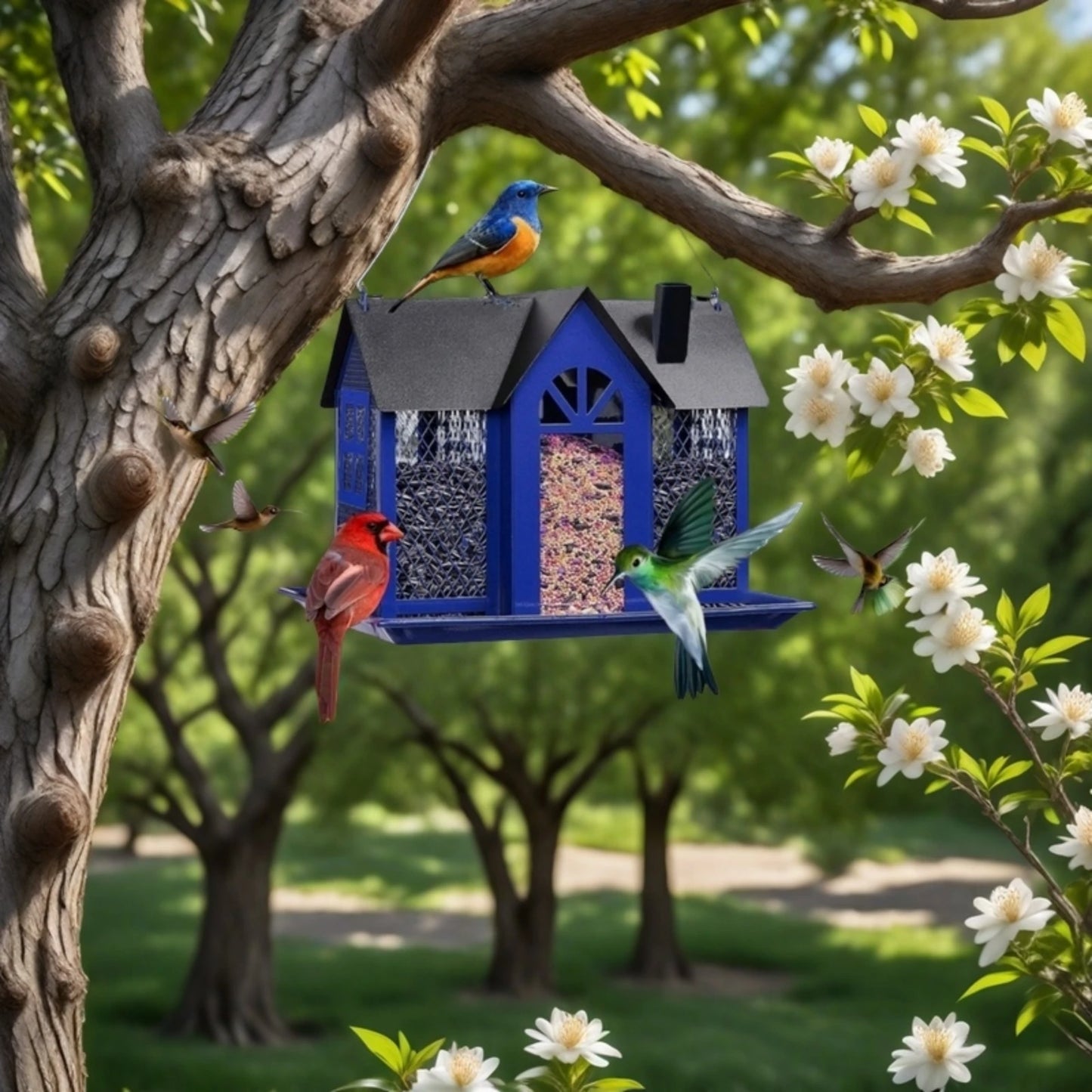 Large Birdhouse With Seed Tray