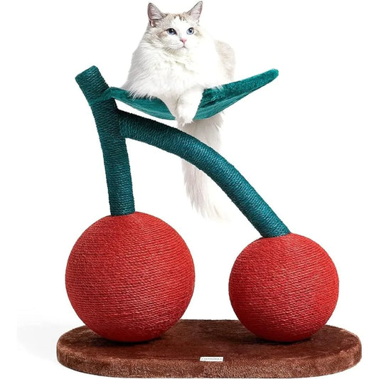 Large Cherry Cat Scratcher With Hammock Castle