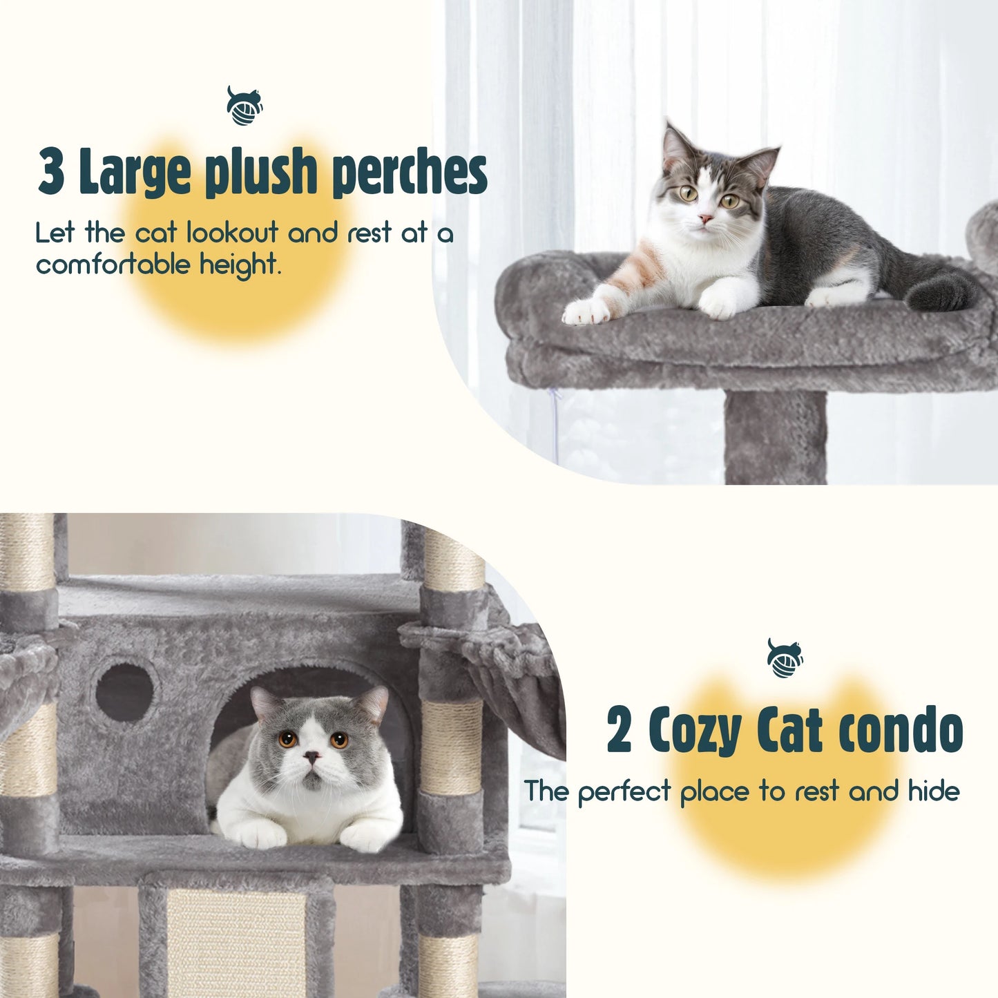 68-Inch Multi-Level Cat Tree Tower