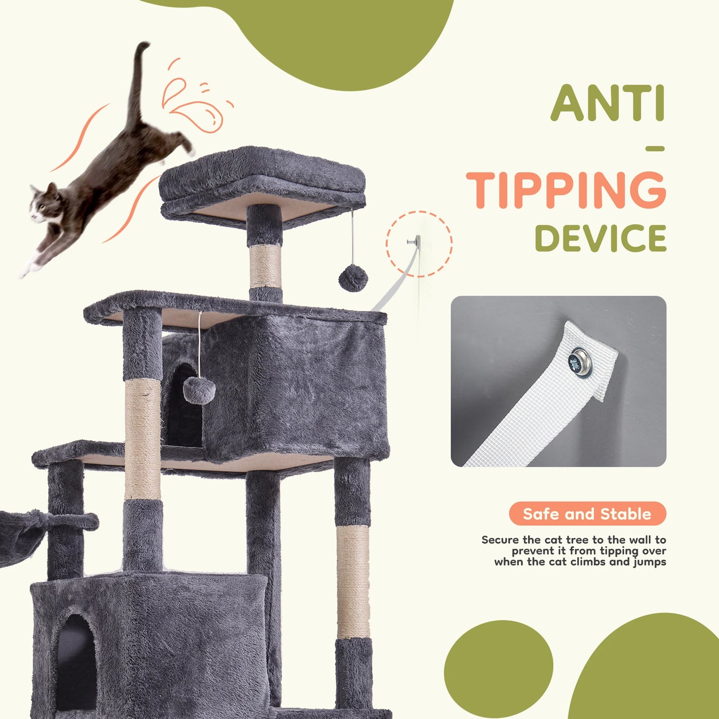 JHK Cat Tree Tower 66 Inch Climbing Tower