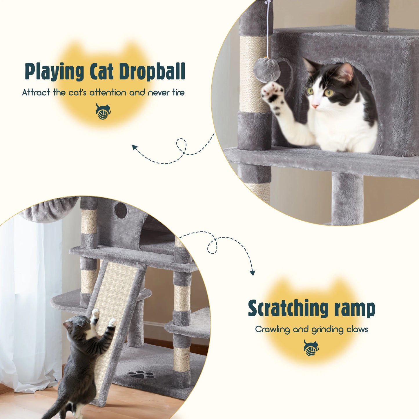 68-Inch Multi-Level Cat Tree Tower