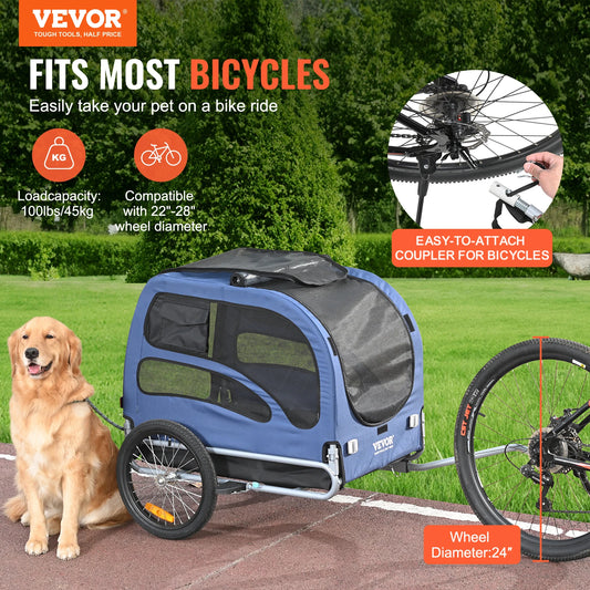 100lbs Pet Bicycle Carrier Dog Bike Trailer