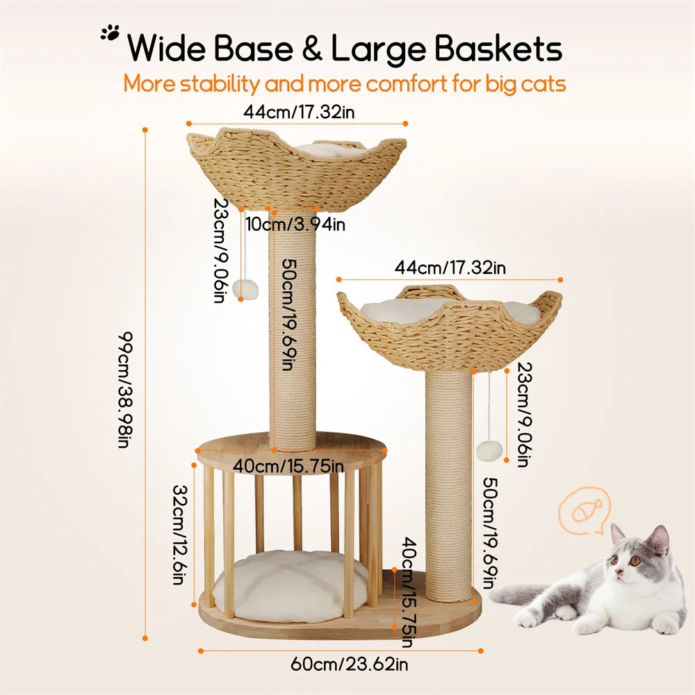 3-Tier Cat Tree Padded Plush Napping Perches