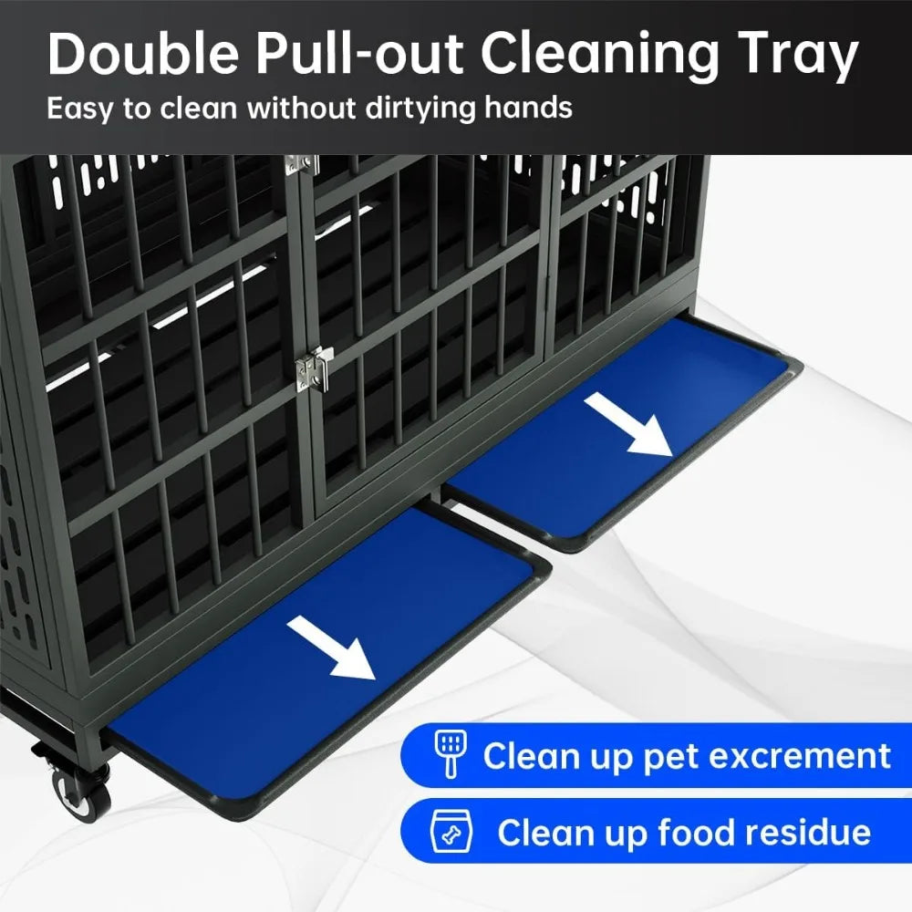 Heavy Duty Dog Crate with Wheels