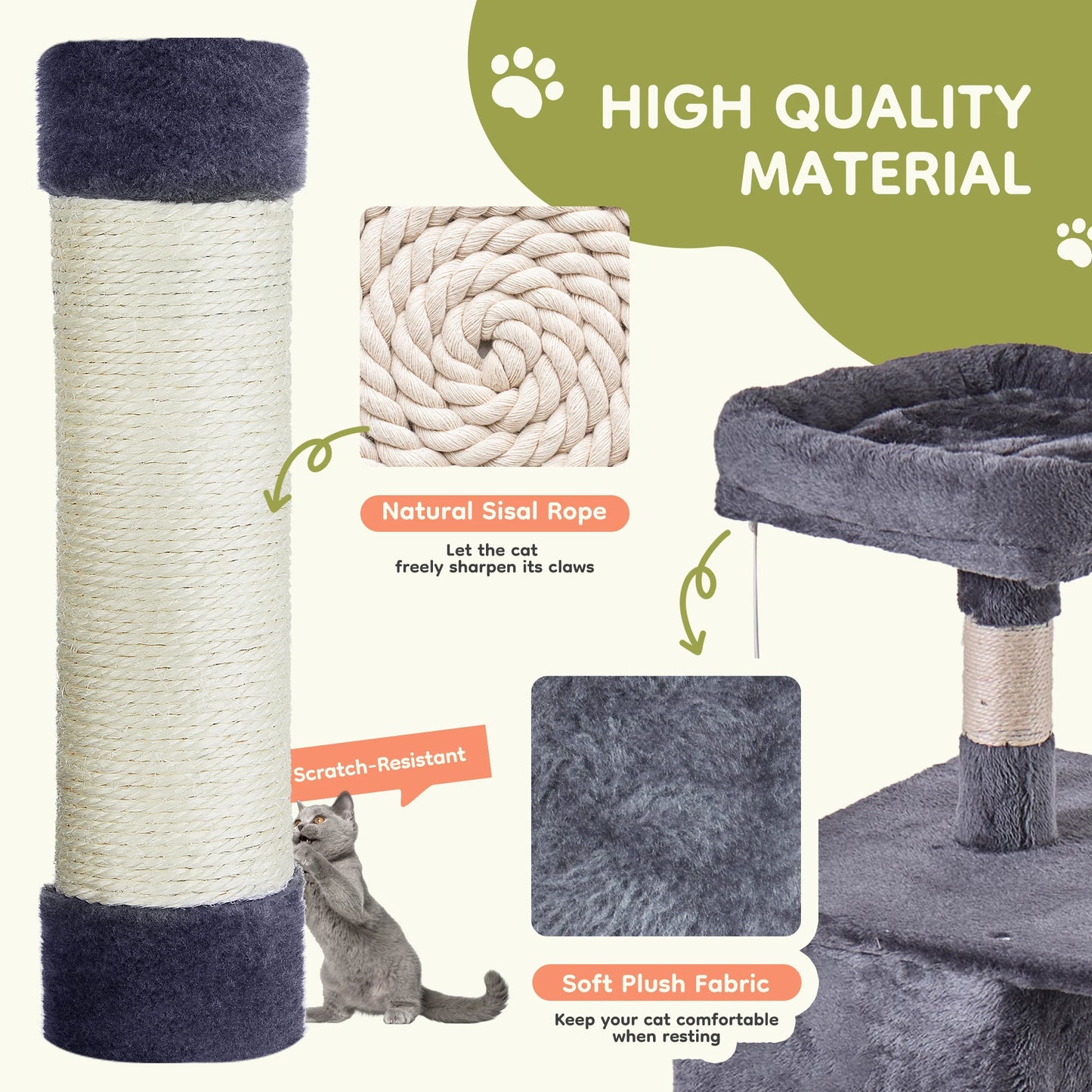 JHK Cat Tree Tower 66 Inch Climbing Tower