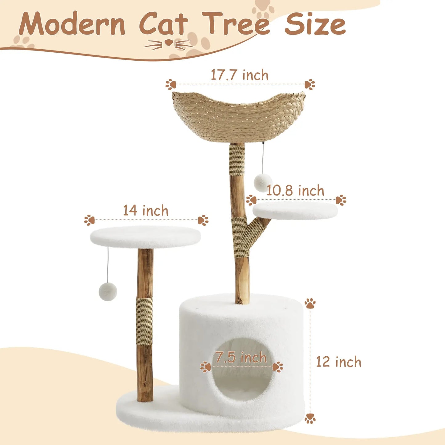 Real Wood Modern Cat Tree Tower