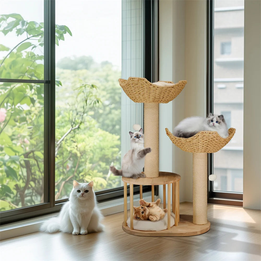 3-Tier Cat Tree Padded Plush Napping Perches