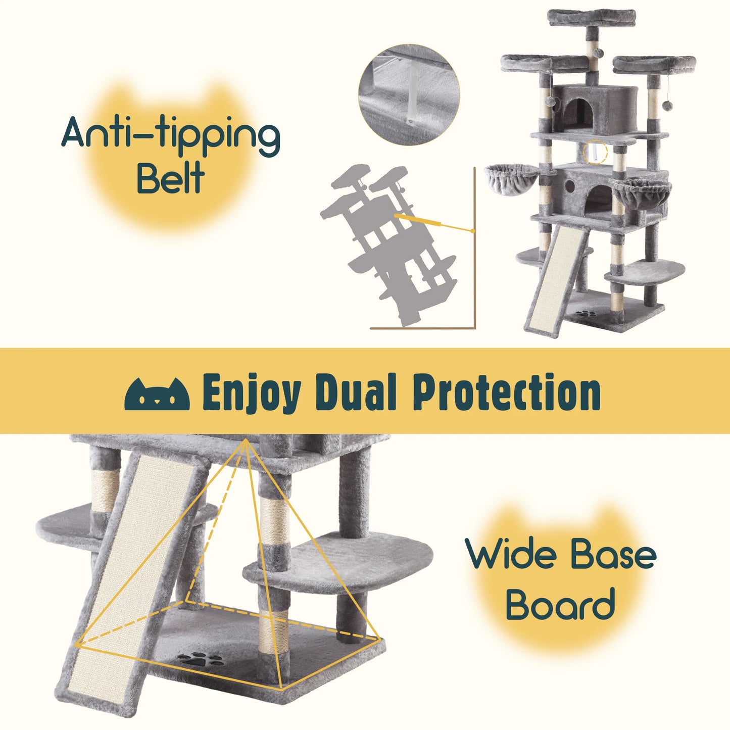 68-Inch Multi-Level Cat Tree Tower
