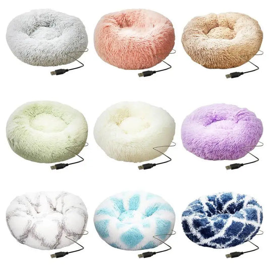 Soft Plush Heated Pet Beds